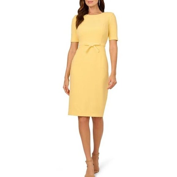 Adrianna Papell Dresses & Skirts - Women's - Adrianna Papell Crew Neck Bow Front Crepe Sheath Dress, Size 8